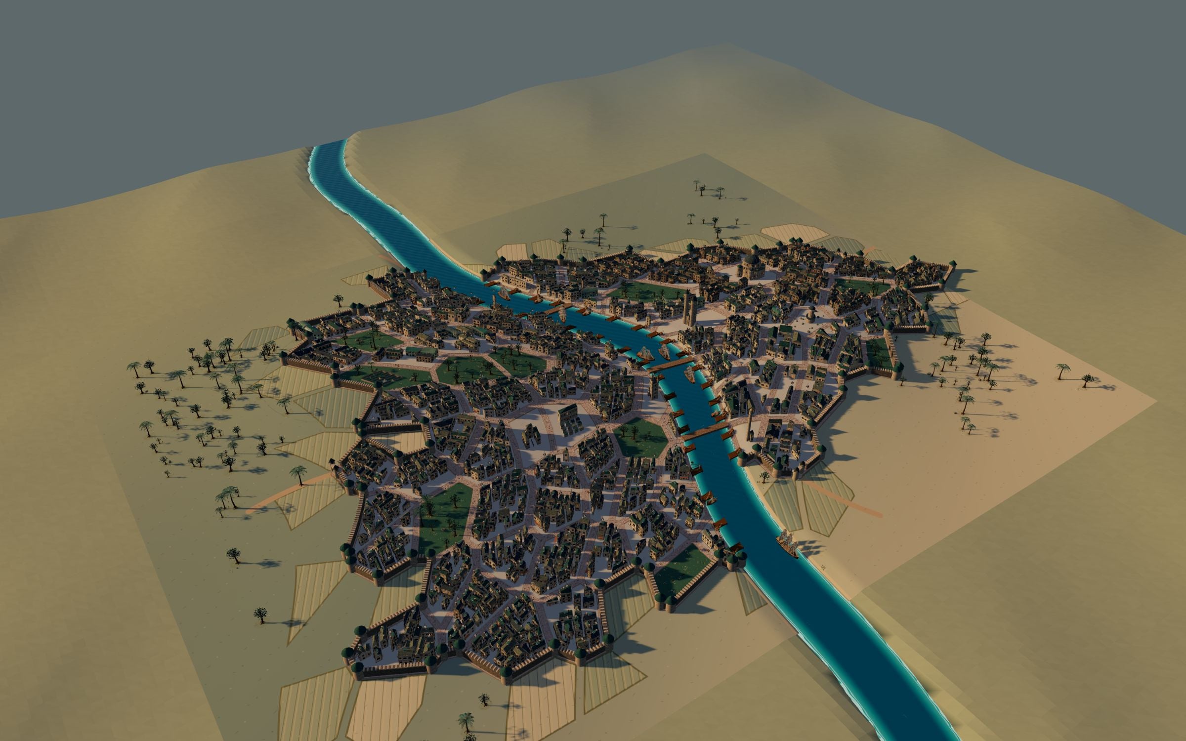 A city, down to its streets in Realmly